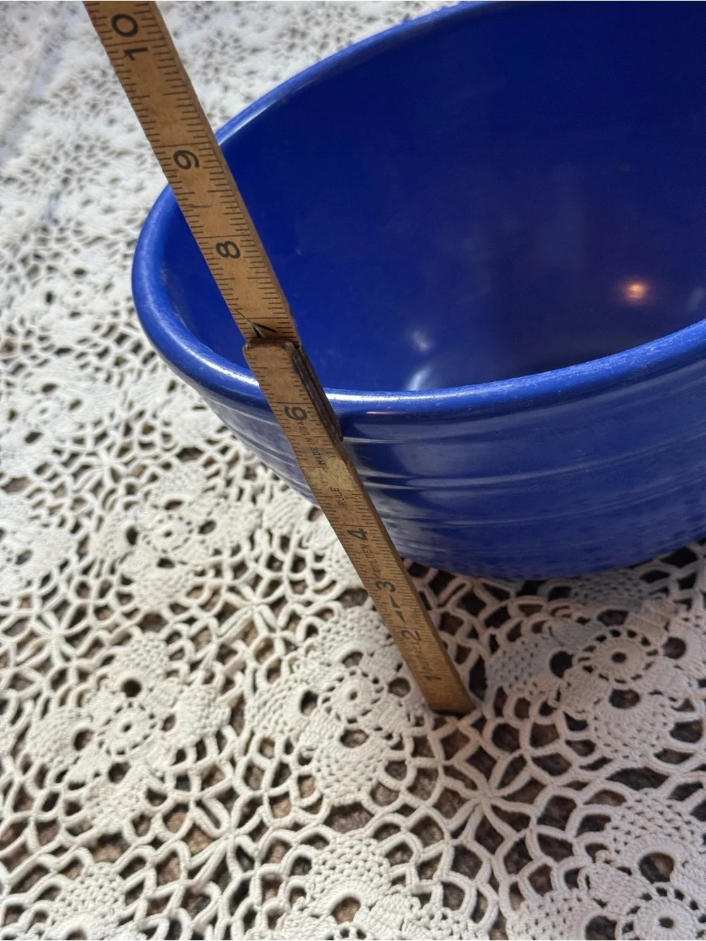 Vintage Blue Ceramic Mixing Bowl - Deep Cobalt Finish